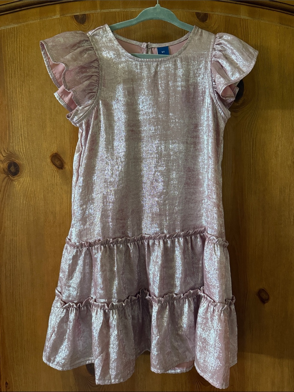 Old Navy Shimmery Light Pink Ruffle Tier Dress